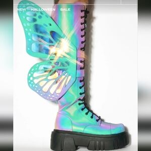 Holographic Mystic Garden Butterfly Boots